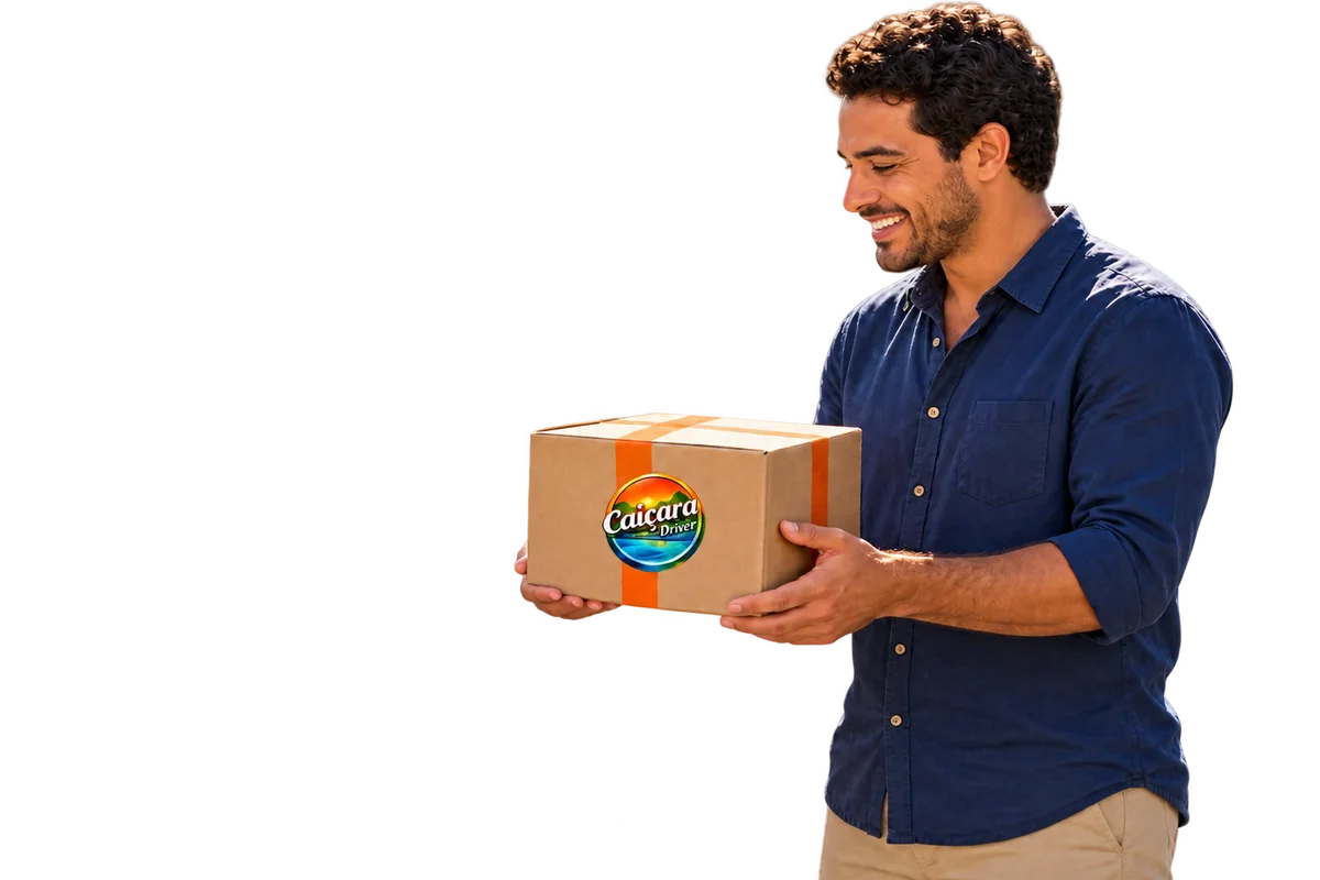 Entregador levando a encomenda inteira até a cliente